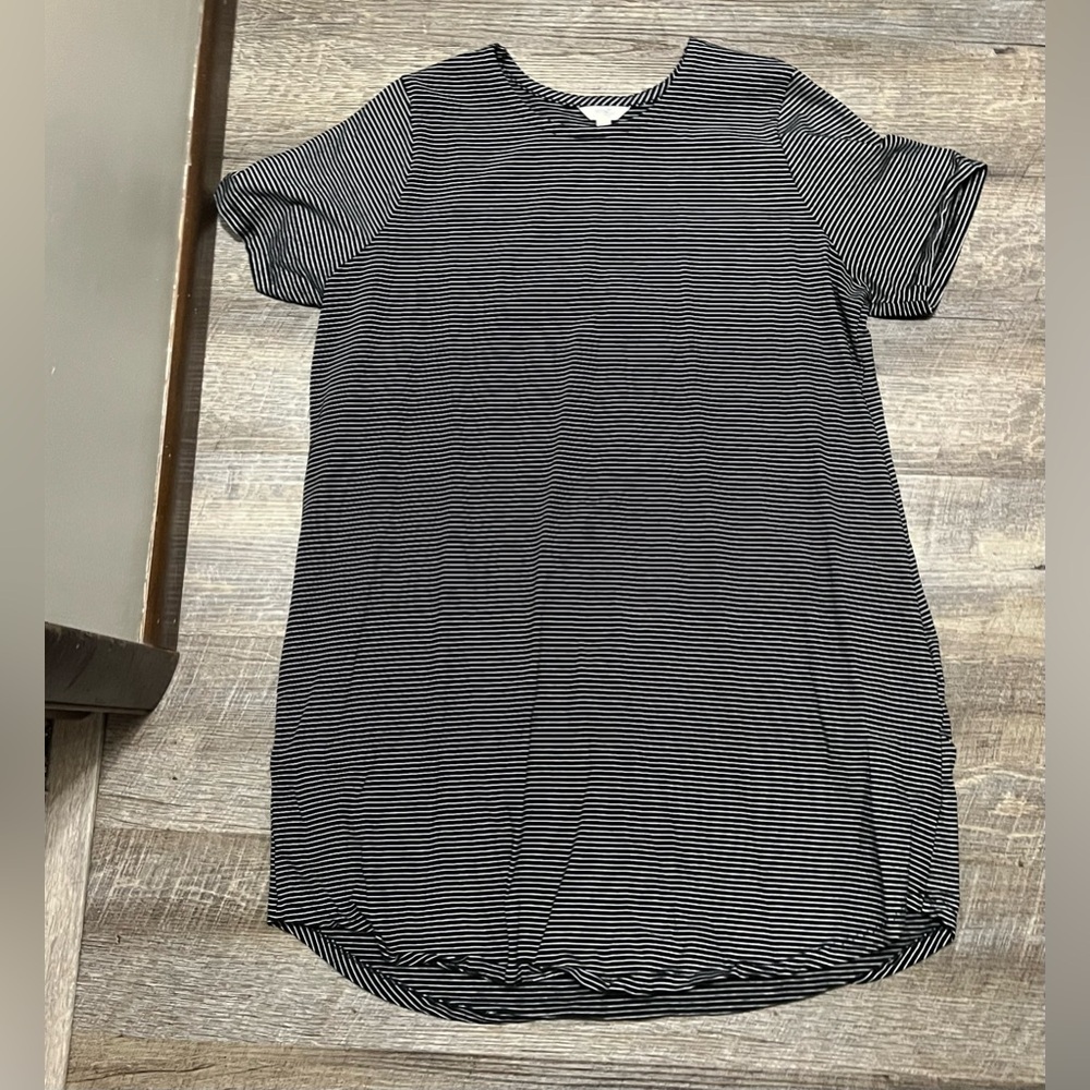 Plus size striped tshirt dress with pockets 1x